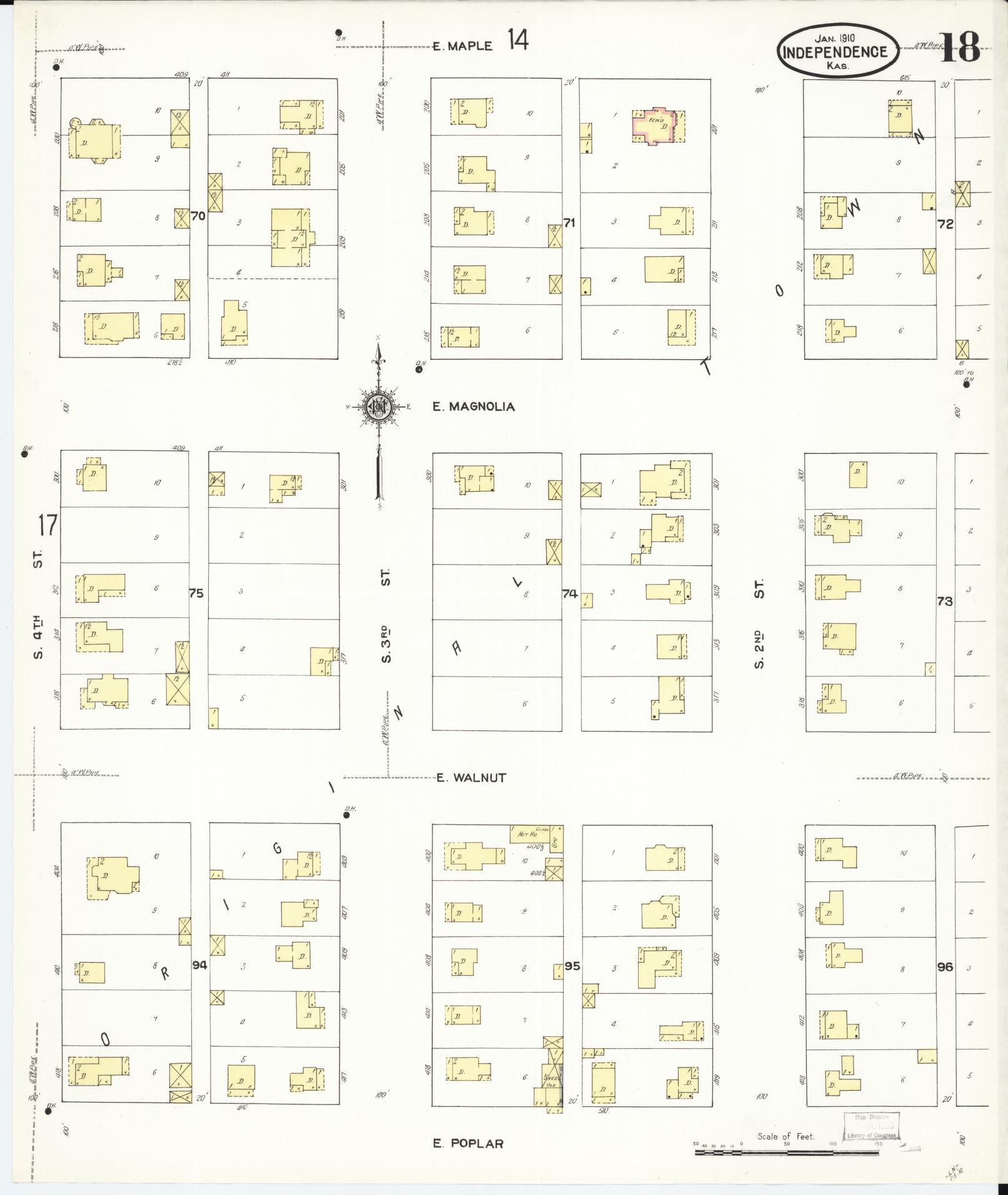 Sanborn Fire Insurance Map from Independence, Montgomery County, Kansas (1910), Sheet #0018 - Historic Sanborn Fire Insurance Map Print, vintage old map wall art, antique decor, genealogy gift, Kansas Kansas map