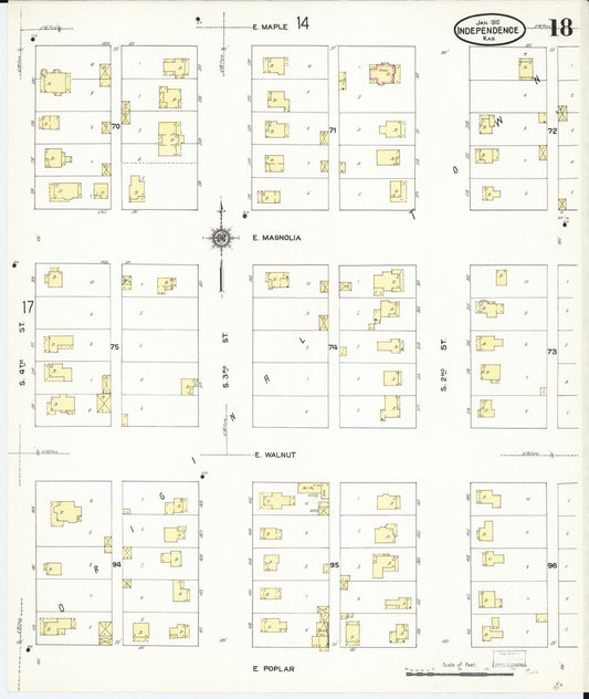 Sanborn Fire Insurance Map from Independence, Montgomery County, Kansas (1910), Sheet #0018 - Historic Sanborn Fire Insurance Map Print, vintage old map wall art, antique decor, genealogy gift, Kansas Kansas map