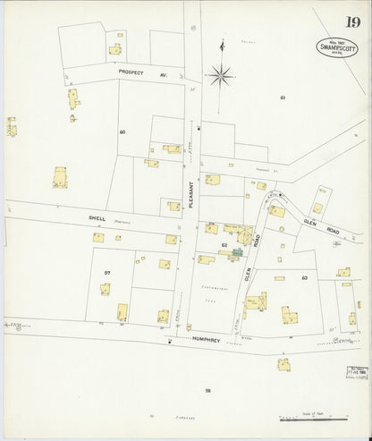 Sanborn Fire Insurance Map from Swampscott, Essex County, Massachusetts (1907), Sheet #0019 - Historic Sanborn Fire Insurance Map Print, vintage old map wall art, antique decor, genealogy gift, Massachusetts Massachusetts map