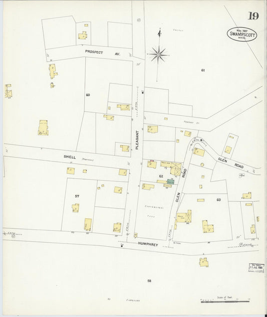 Sanborn Fire Insurance Map from Swampscott, Essex County, Massachusetts (1907), Sheet #0019 - Historic Sanborn Fire Insurance Map Print, vintage old map wall art, antique decor, genealogy gift, Massachusetts Massachusetts map