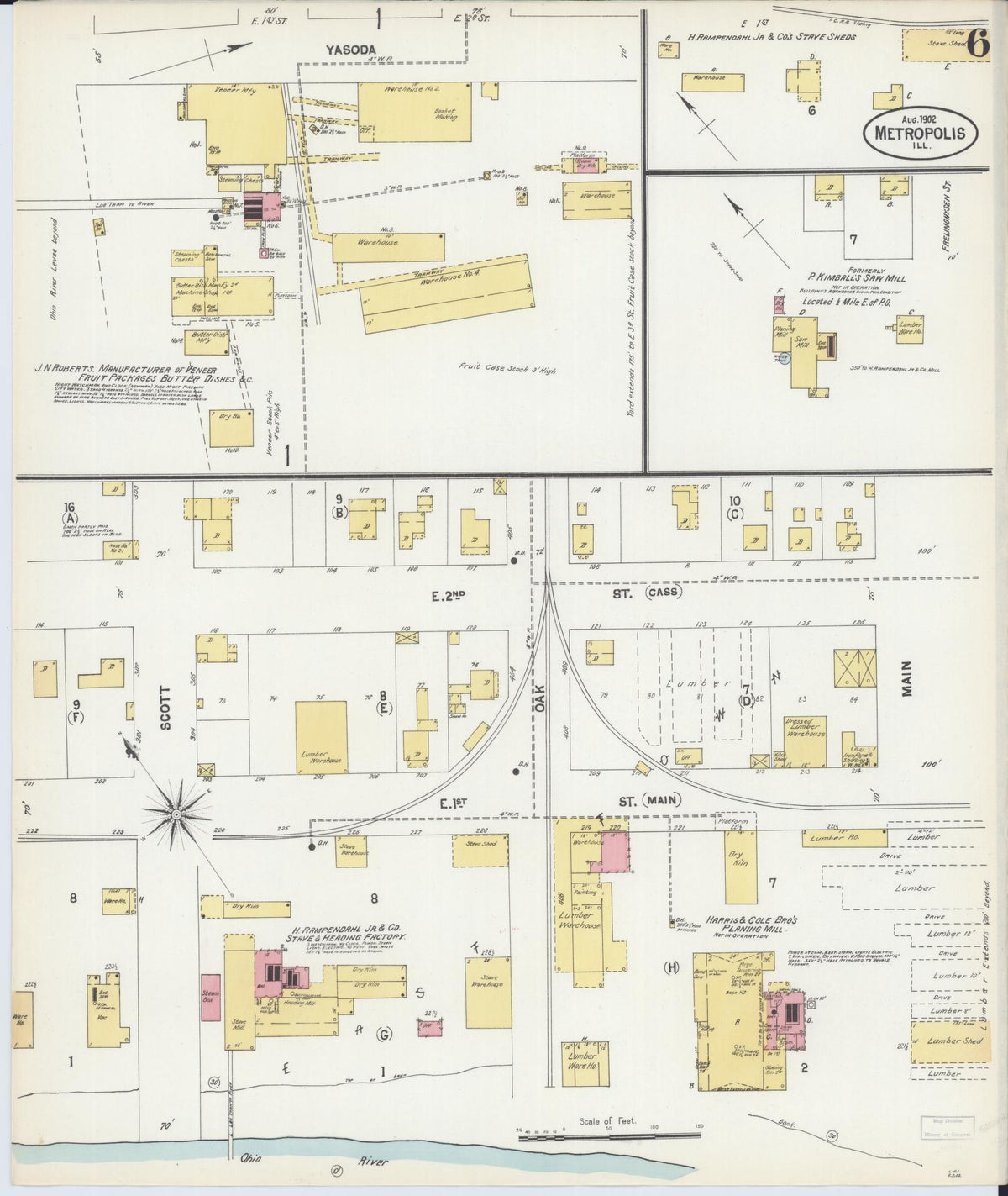 Sanborn Fire Insurance Map from Metropolis, Massac County, Illinois (1902), Sheet #0006 - Complete Map Set gallery image, historic Sanborn map, vintage wall art, Illinois Illinois