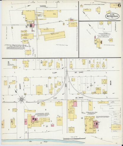 Sanborn Fire Insurance Map from Metropolis, Massac County, Illinois (1902), Sheet #0006 - Complete Map Set gallery image, historic Sanborn map, vintage wall art, Illinois Illinois