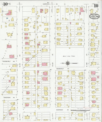 Sanborn Fire Insurance Map from Loveland, Larimer County, Colorado (1927), Sheet #0010 - Complete Map Set gallery image, historic Sanborn map, vintage wall art, Colorado Colorado