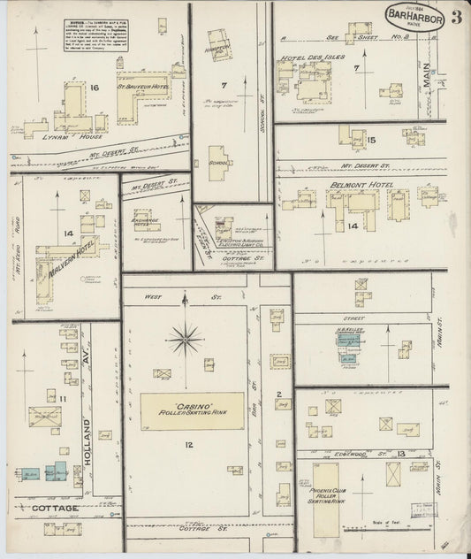 Sanborn Fire Insurance Map from Bar Harbor, Hancock County, Maine (1884), Sheet #0003 - Historic Sanborn Fire Insurance Map Print, vintage old map wall art, antique decor, genealogy gift, Maine Maine map