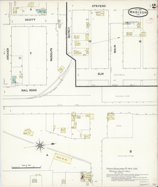 Sanborn Fire Insurance Map from Madison, Yolo County, California (1891), Sheet #0002 - Historic Sanborn Fire Insurance Map Print, vintage old map wall art, antique decor, genealogy gift, California California map