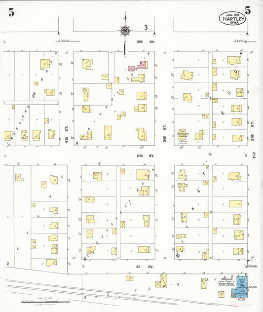 Sanborn Fire Insurance Map from Hartley, O'Brien County, Iowa (1925), Sheet #0005 - Historic Sanborn Fire Insurance Map Print, vintage old map wall art