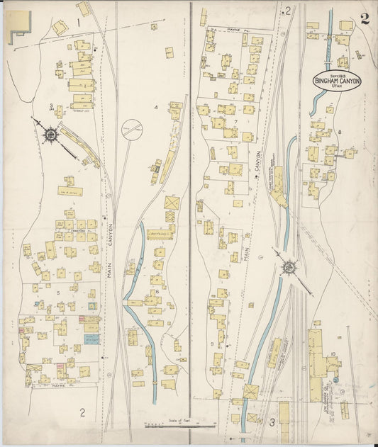 Sanborn Fire Insurance Map from Bingham Canyon, Salt Lake County, Utah (1913), Sheet #0002 - Historic Sanborn Fire Insurance Map Print, vintage old map wall art, antique decor, genealogy gift, Utah Utah map