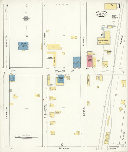 Sanborn Fire Insurance Map from Delray, Palm Beach County, Florida (1922), Sheet #0003 - Historic Sanborn Fire Insurance Map Print, vintage old map wall art, antique decor, genealogy gift, Florida Florida map