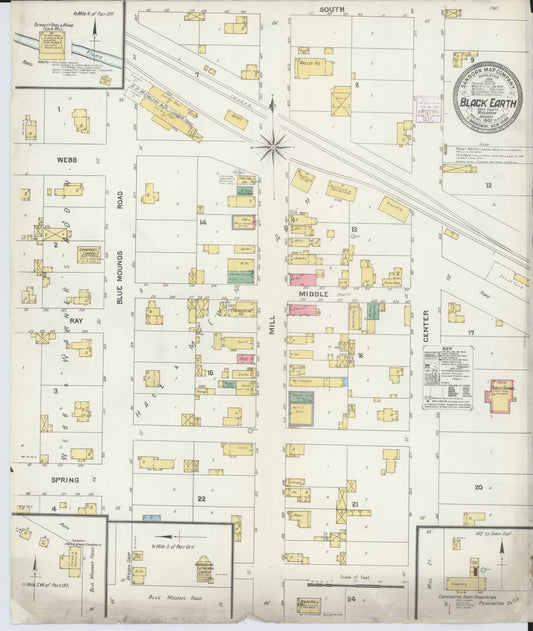 Sanborn Fire Insurance Map from Black Earth, Dane County, Wisconsin (1905), Sheet #0001 - Historic Sanborn Fire Insurance Map Print, vintage old map wall art, antique decor, genealogy gift, Wisconsin Wisconsin map