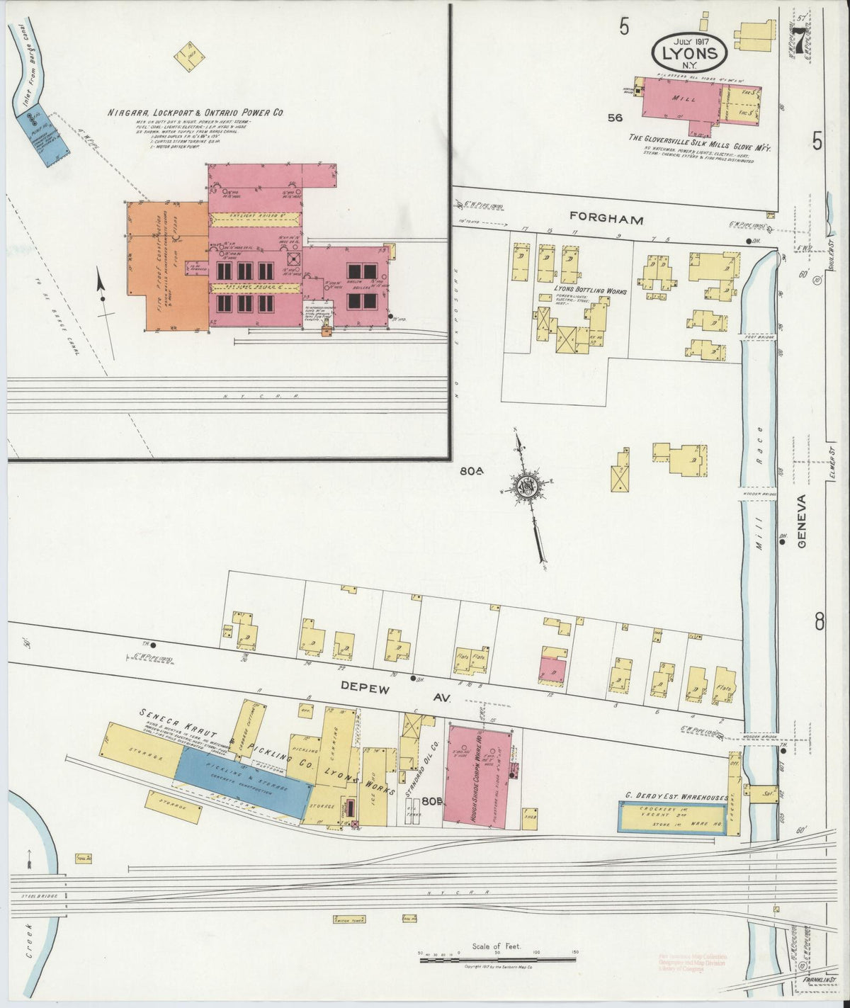 Sanborn Fire Insurance Map from Lyons, Wayne County, New York (1917), Sheet #0007 - Complete Map Set gallery image, historic Sanborn map, vintage wall art, New York New York