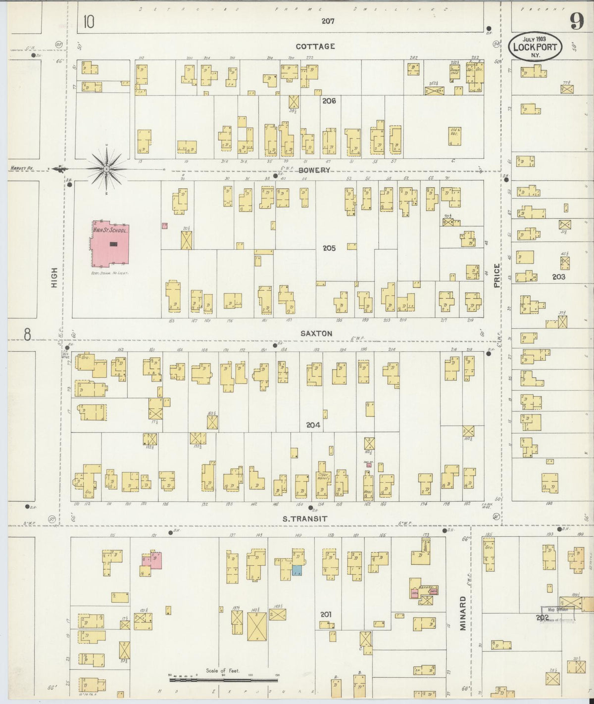 Sanborn Fire Insurance Map from Lockport, Niagara County, New York (1903), Sheet #0009 - Complete Map Set gallery image, historic Sanborn map, vintage wall art, New York New York