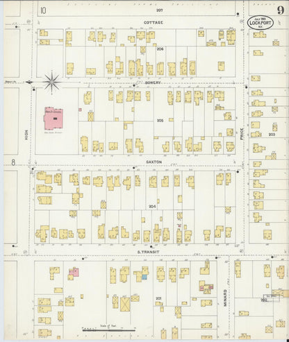 Sanborn Fire Insurance Map from Lockport, Niagara County, New York (1903), Sheet #0009 - Complete Map Set gallery image, historic Sanborn map, vintage wall art, New York New York