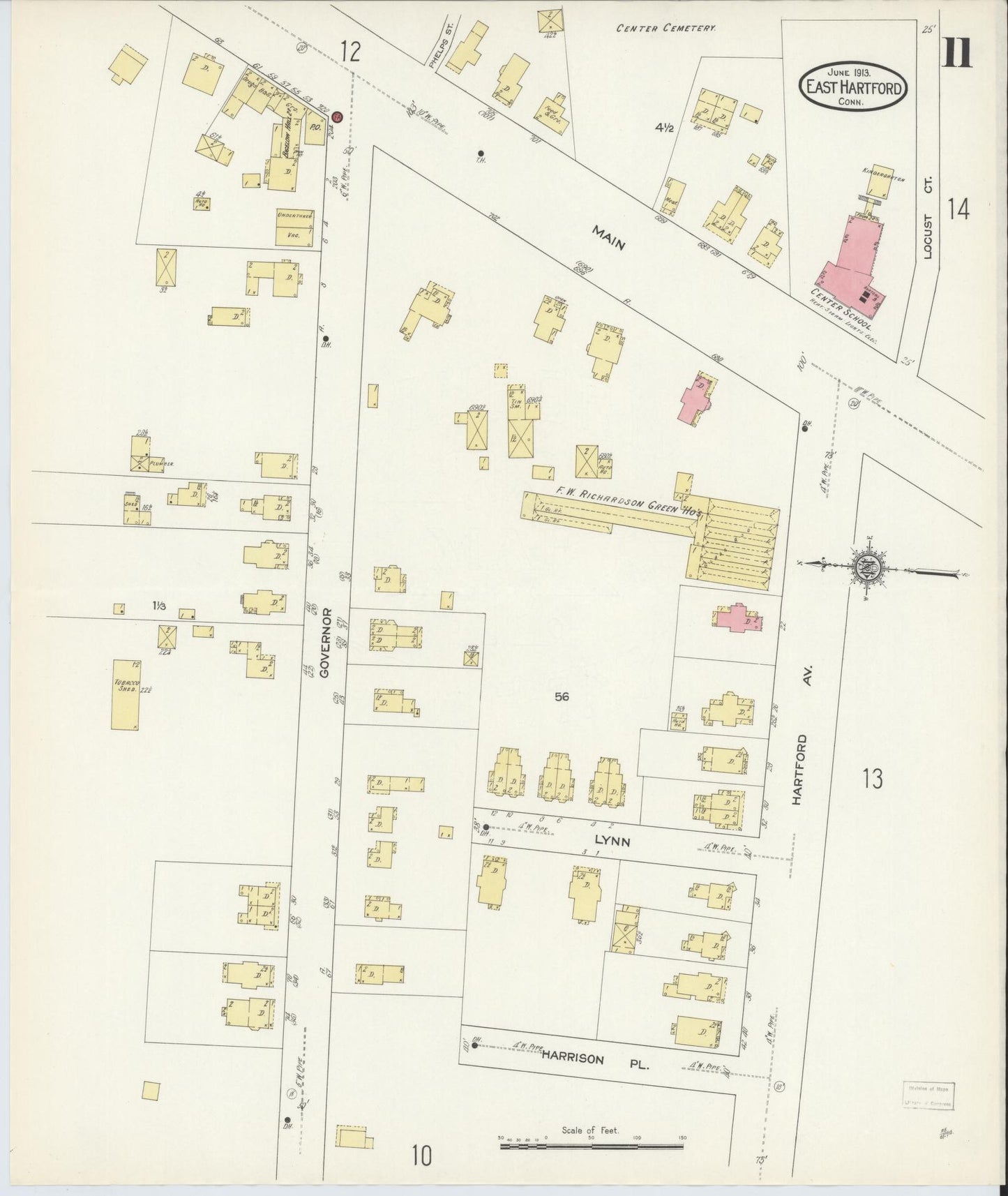 Sanborn Fire Insurance Map from East Hartford, Hartford County, Connecticut (1913), Sheet #0011 - Complete Map Set gallery image, historic Sanborn map, vintage wall art, Connecticut Connecticut