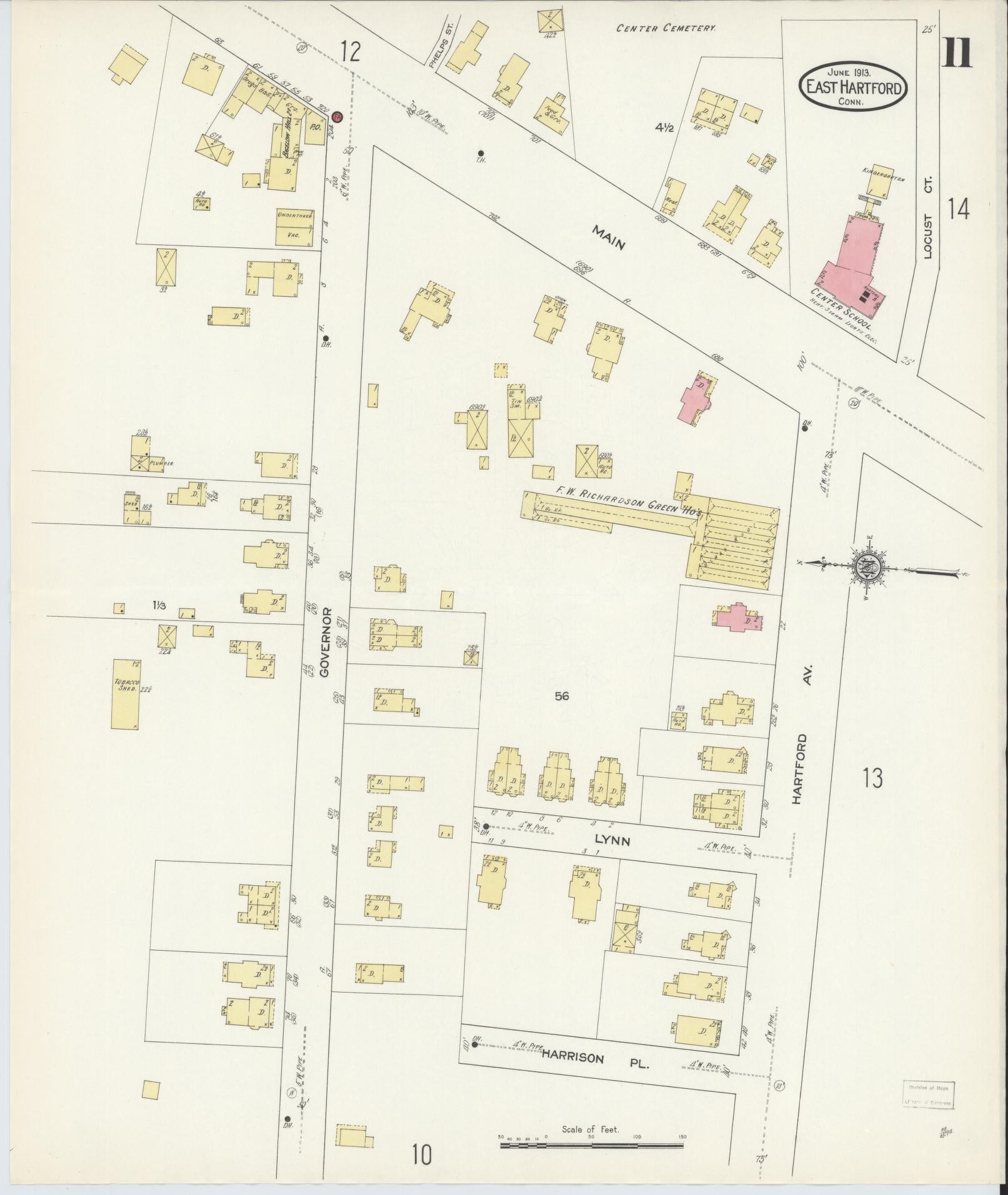 Sanborn Fire Insurance Map from East Hartford, Hartford County, Connecticut (1913), Sheet #0011 - Complete Map Set gallery image, historic Sanborn map, vintage wall art, Connecticut Connecticut