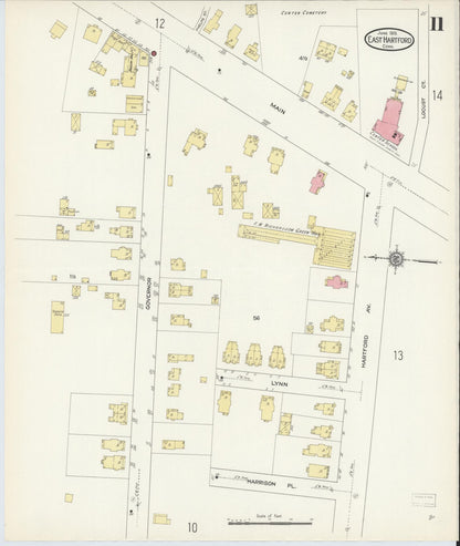 Sanborn Fire Insurance Map from East Hartford, Hartford County, Connecticut (1913), Sheet #0011 - Complete Map Set gallery image, historic Sanborn map, vintage wall art, Connecticut Connecticut