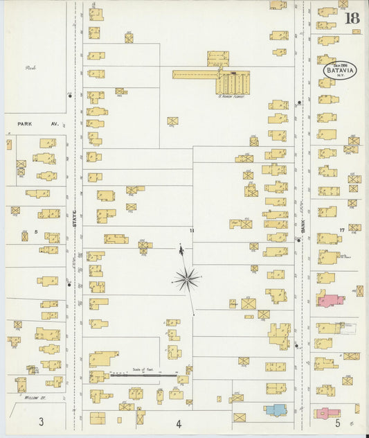 Sanborn Fire Insurance Map from Batavia, Genesee County, New York (1906), Sheet #0018 - Historic Sanborn Fire Insurance Map Print, vintage old map wall art, antique decor, genealogy gift, New York New York map