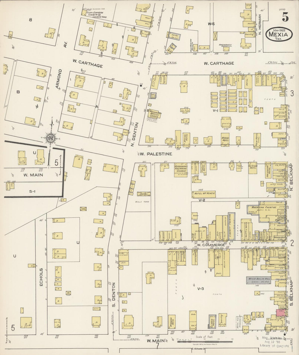 Sanborn Fire Insurance Map from Mexia, Limestone County, Texas (1922), Sheet #0005 - Complete Map Set gallery image, historic Sanborn map, vintage wall art, Texas Texas