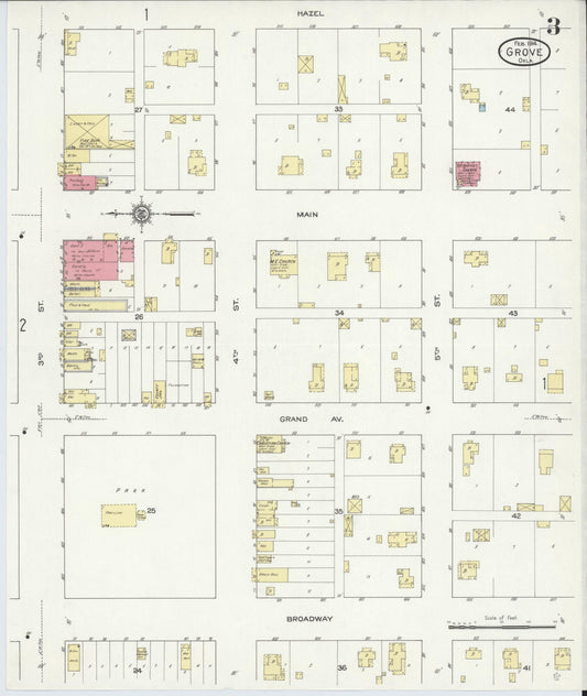 Sanborn Fire Insurance Map from Grove, Delaware County, Oklahoma (1914), Sheet #0003 - Historic Sanborn Fire Insurance Map Print, vintage old map wall art, antique decor, genealogy gift, Grove Delaware map