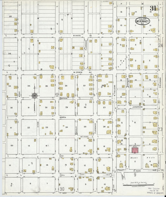 Sanborn Fire Insurance Map from McKinney, Collin County, Texas (1920), Sheet #0031 - Historic Sanborn Fire Insurance Map Print, vintage old map wall art, antique decor, genealogy gift, Texas Texas map