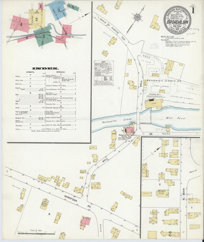 Sanborn Fire Insurance Map from Broadalbin, Fulton County, New York (1912), Sheet #0001 - Historic Sanborn Fire Insurance Map Print, vintage old map wall art, antique decor, genealogy gift, New York New York map