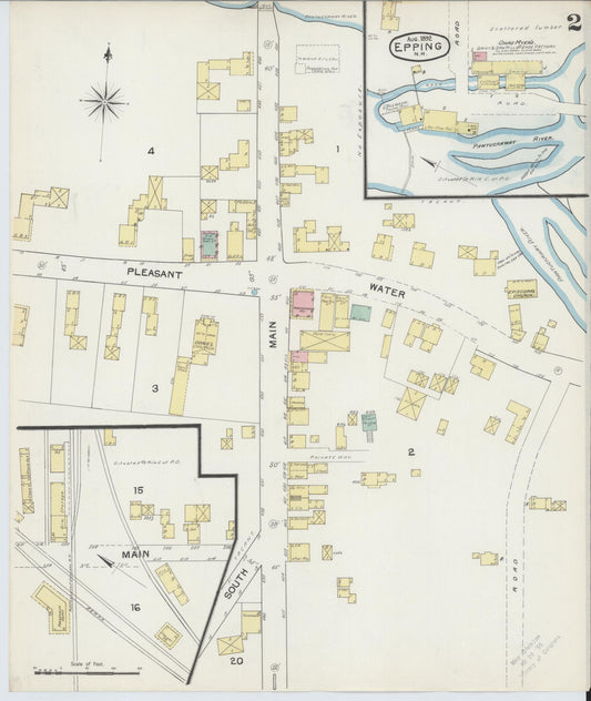 Sanborn Fire Insurance Map from Epping, Rockingham County, New Hampshire (1892), Sheet #0002 - Historic Sanborn Fire Insurance Map Print, vintage old map wall art, antique decor, genealogy gift, New Hampshire New Hampshire map