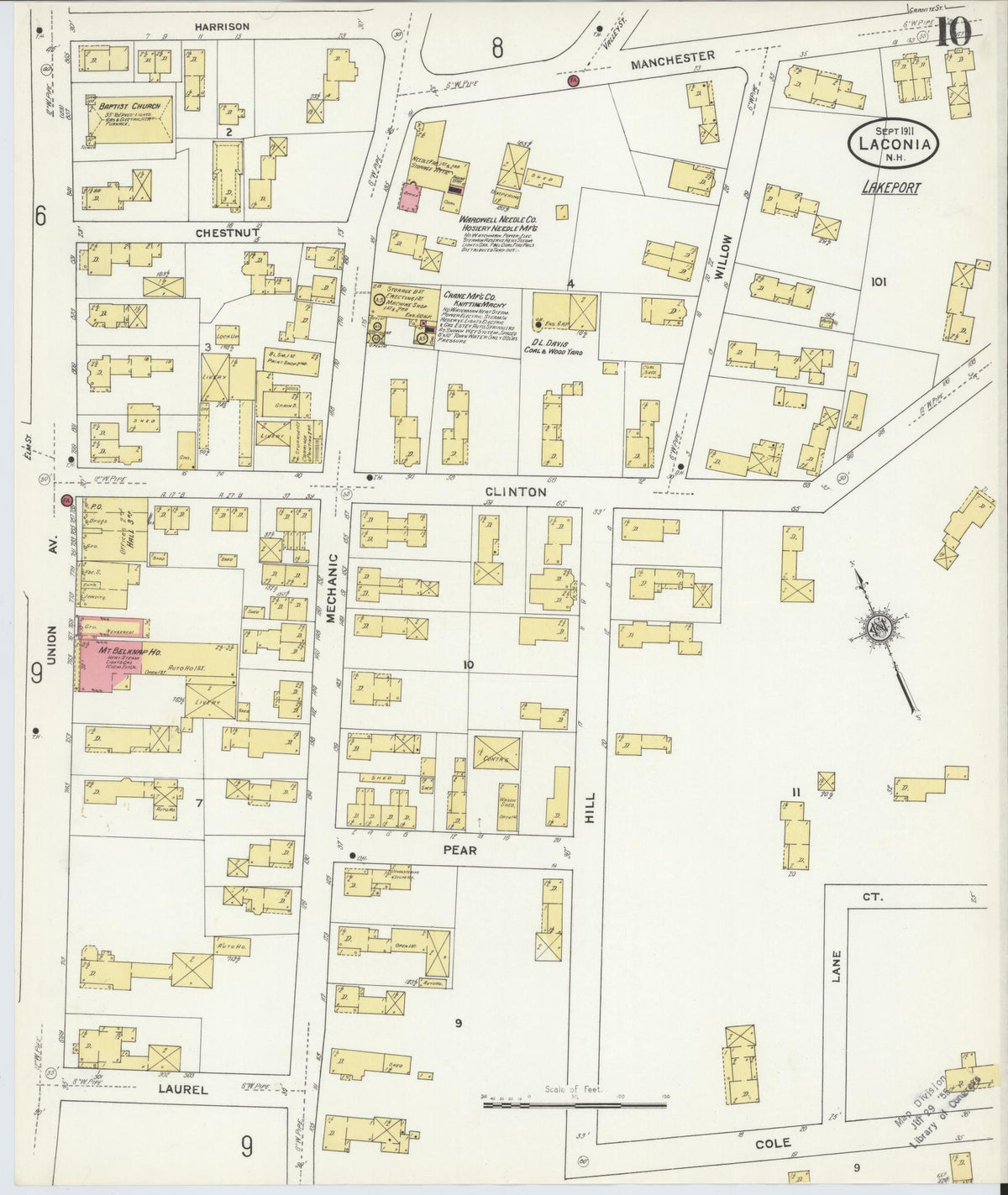 Sanborn Fire Insurance Map from Laconia, Belknap County, New Hampshire (1911), Sheet #0010 - Complete Map Set gallery image, historic Sanborn map, vintage wall art, New Hampshire New Hampshire