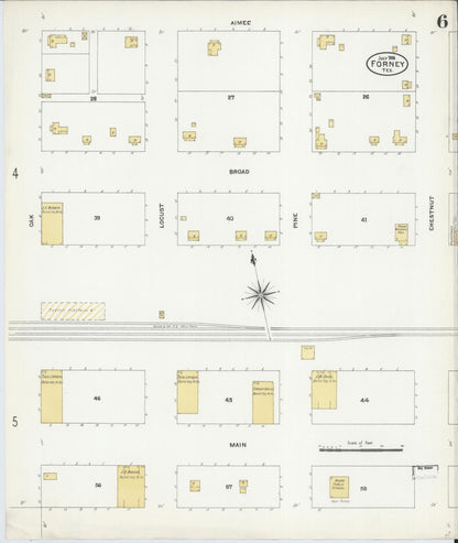 Sanborn Fire Insurance Map from Forney, Kaufman County, Texas (1906), Sheet #0006 - Complete Map Set gallery image, historic Sanborn map, vintage wall art, Texas Texas