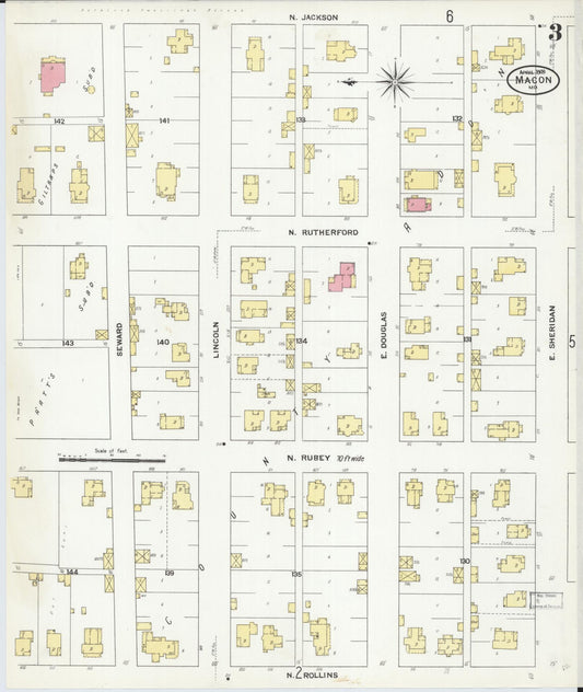 Sanborn Fire Insurance Map from Macon, Macon County, Missouri (1909), Sheet #0003 - Historic Sanborn Fire Insurance Map Print, vintage old map wall art, antique decor, genealogy gift, Missouri Missouri map