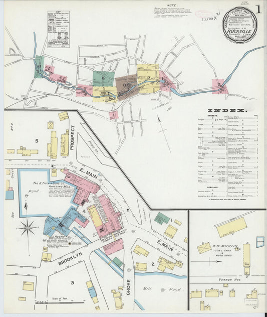Sanborn Fire Insurance Map from Rockville, Tolland County, Connecticut (1892), Sheet #0001 - Complete Map Set gallery image, historic Sanborn map, vintage wall art, Connecticut Connecticut
