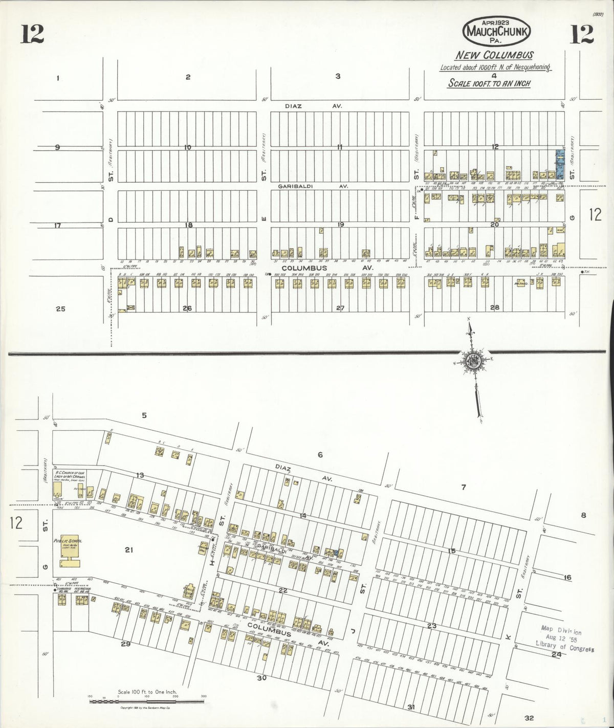 Sanborn Fire Insurance Map from Mauch Chunk, Carbon County, Pennsylvania (1923), Sheet #0012 - Complete Map Set gallery image, historic Sanborn map, vintage wall art, Pennsylvania Pennsylvania