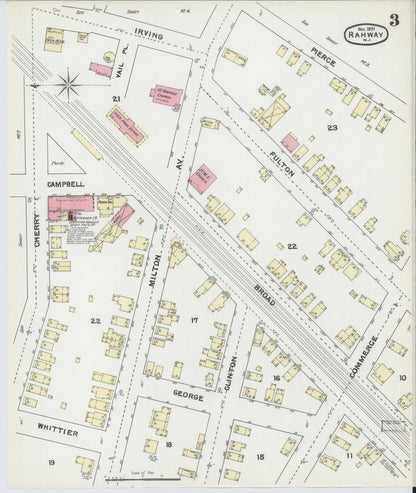 Sanborn Fire Insurance Map from Rahway, Union County, New Jersey (1891), Sheet #0003 - Complete Map Set gallery image, historic Sanborn map, vintage wall art, New Jersey New Jersey