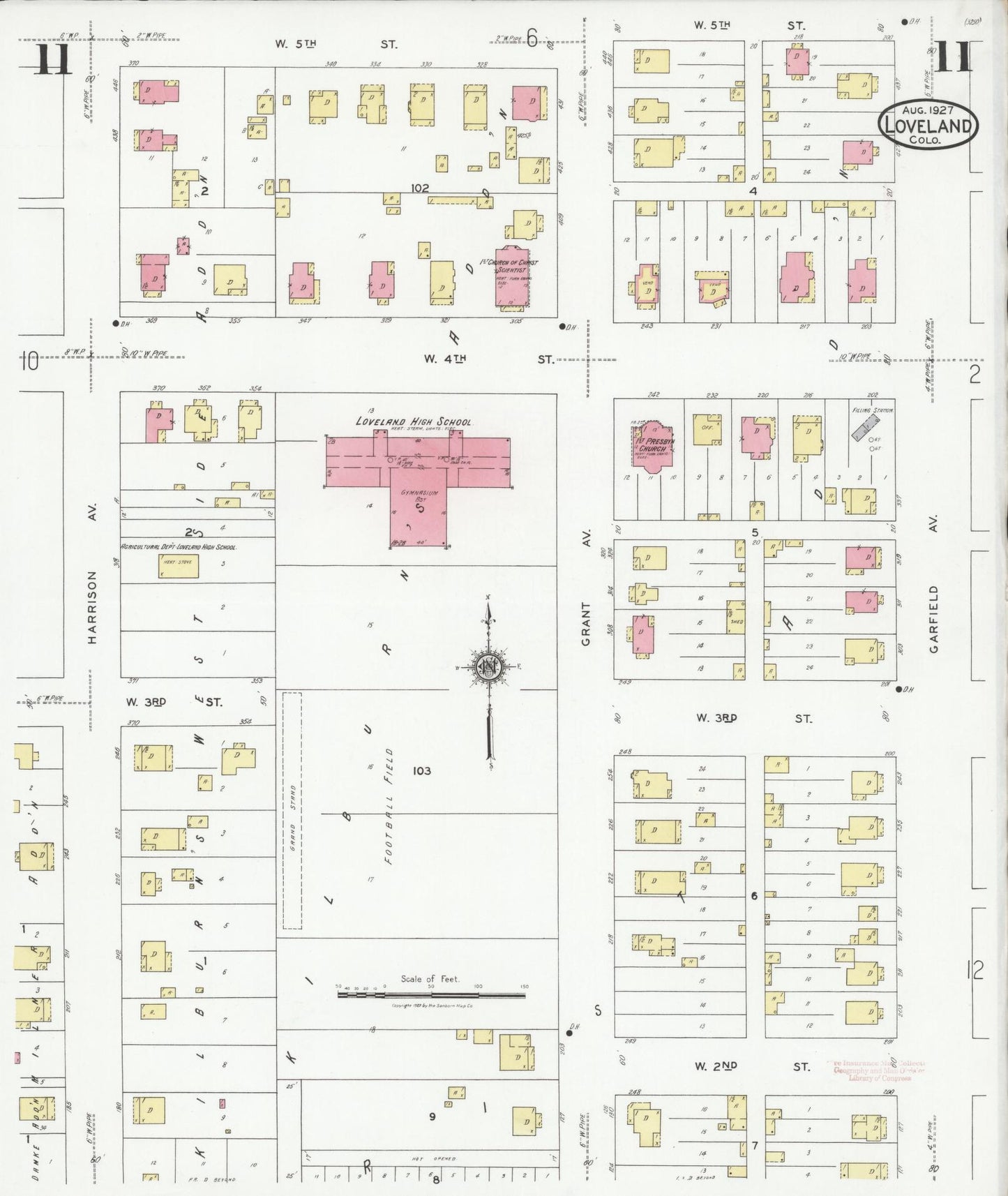 Sanborn Fire Insurance Map from Loveland, Larimer County, Colorado (1927), Sheet #0011 - Historic Sanborn Fire Insurance Map Print, vintage old map wall art, antique decor, genealogy gift, Colorado Colorado map