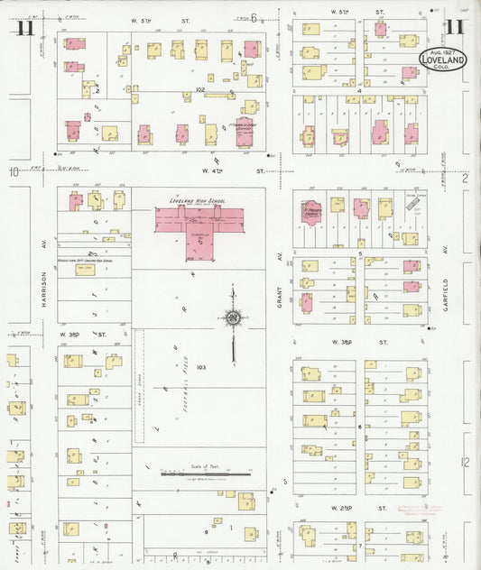 Sanborn Fire Insurance Map from Loveland, Larimer County, Colorado (1927), Sheet #0011 - Historic Sanborn Fire Insurance Map Print, vintage old map wall art, antique decor, genealogy gift, Colorado Colorado map