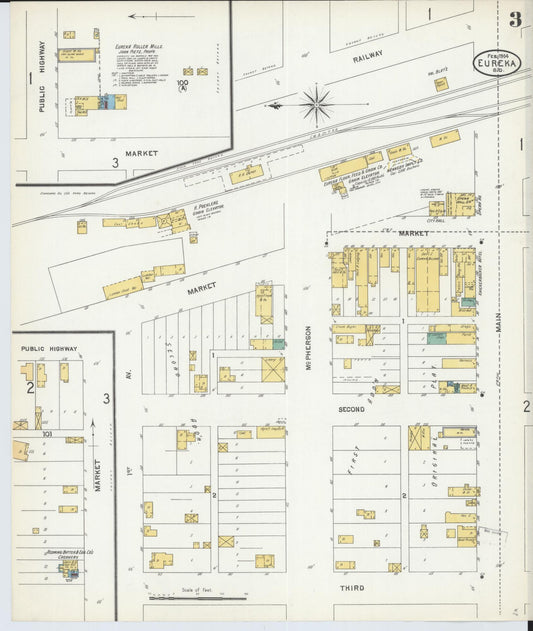 Sanborn Fire Insurance Map from Eureka, McPherson County, South Dakota (1904), Sheet #0003 - Historic Sanborn Fire Insurance Map Print, vintage old map wall art, antique decor, genealogy gift, South Dakota South Dakota map