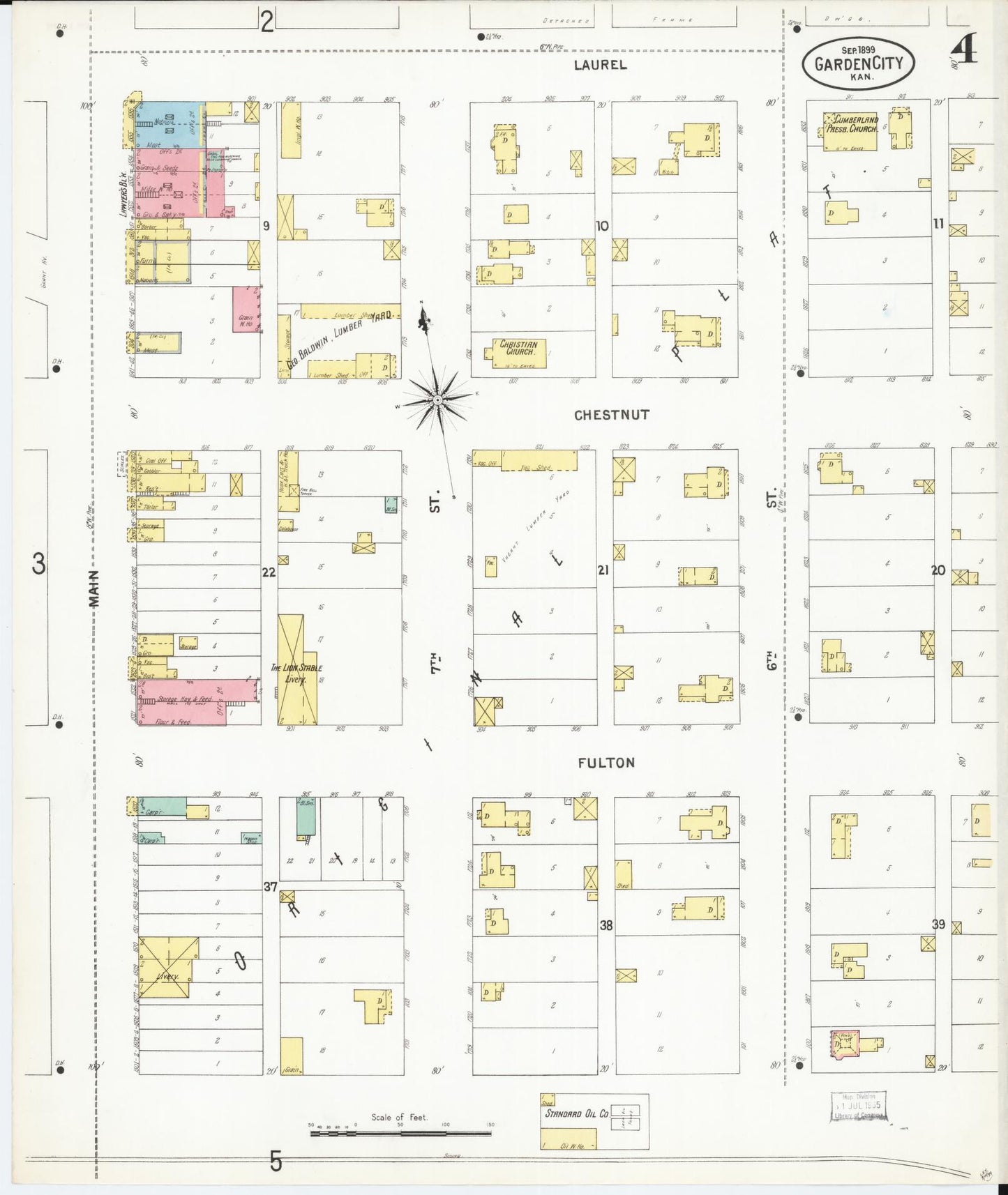 Sanborn Fire Insurance Map from Garden City, Finney County, Kansas (1899), Sheet #0004 - Historic Sanborn Fire Insurance Map Print, vintage old map wall art, antique decor, genealogy gift, Kansas Kansas map
