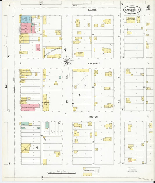 Sanborn Fire Insurance Map from Garden City, Finney County, Kansas (1899), Sheet #0004 - Historic Sanborn Fire Insurance Map Print, vintage old map wall art, antique decor, genealogy gift, Kansas Kansas map