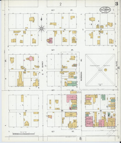 Sanborn Fire Insurance Map from Columbus, Platte County, Nebraska (1899), Sheet #0003 - Complete Map Set gallery image, historic Sanborn map, vintage wall art, Nebraska Nebraska