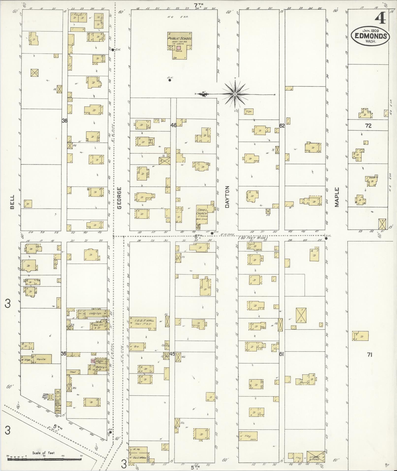 Sanborn Fire Insurance Map from Edmunds, Snohomish County, Washington (1909), Sheet #0004 - Complete Map Set gallery image, historic Sanborn map, vintage wall art, Washington Washington