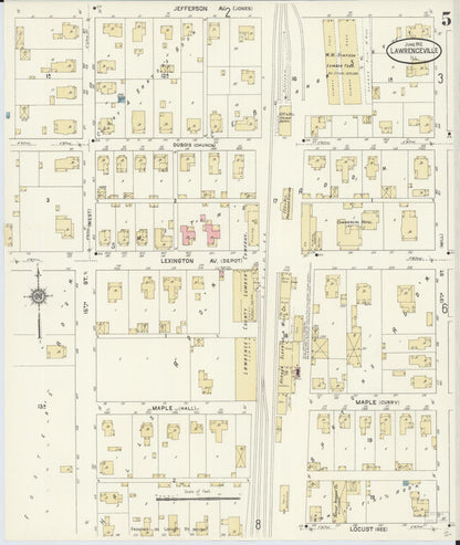 Sanborn Fire Insurance Map from Lawrenceville, Lawrence County, Illinois (1912), Sheet #0005 - Historic Sanborn Fire Insurance Map Print, vintage old map wall art, antique decor, genealogy gift, Illinois Illinois map
