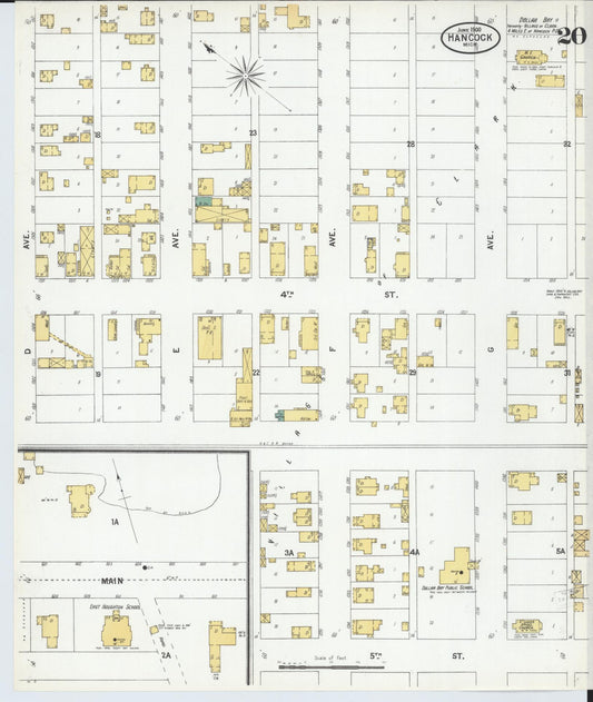 Sanborn Fire Insurance Map from Houghton, Houghton County, Michigan (1900), Sheet #0020 - Historic Sanborn Fire Insurance Map Print, vintage old map wall art, antique decor, genealogy gift, Michigan Michigan map
