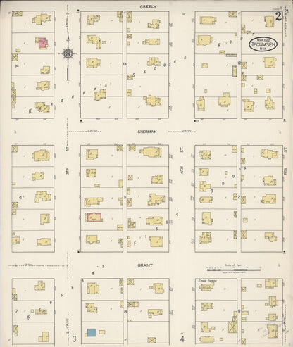 Sanborn Fire Insurance Map from Tecumseh, Johnson County, Nebraska (1922), Sheet #0002 - Complete Map Set gallery image, historic Sanborn map, vintage wall art, Nebraska Nebraska