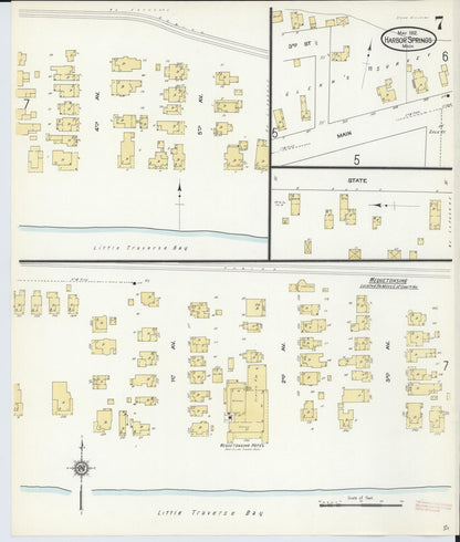 Sanborn Fire Insurance Map from Harbor Springs, Emmet County, Michigan (1912), Sheet #0007 - Complete Map Set gallery image, historic Sanborn map, vintage wall art, Michigan Michigan