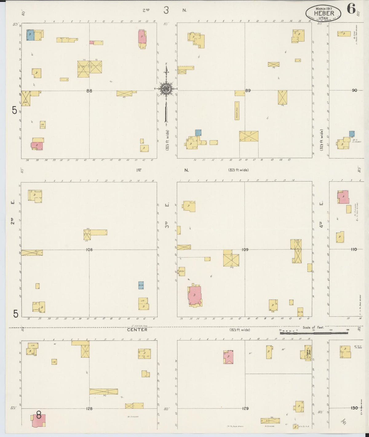 Sanborn Fire Insurance Map from Heber, Wasatch County, Utah (1917), Sheet #0006 - Complete Map Set gallery image, historic Sanborn map, vintage wall art, Utah Utah