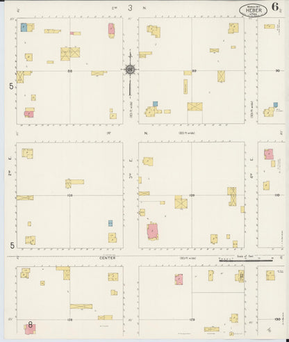 Sanborn Fire Insurance Map from Heber, Wasatch County, Utah (1917), Sheet #0006 - Complete Map Set gallery image, historic Sanborn map, vintage wall art, Utah Utah