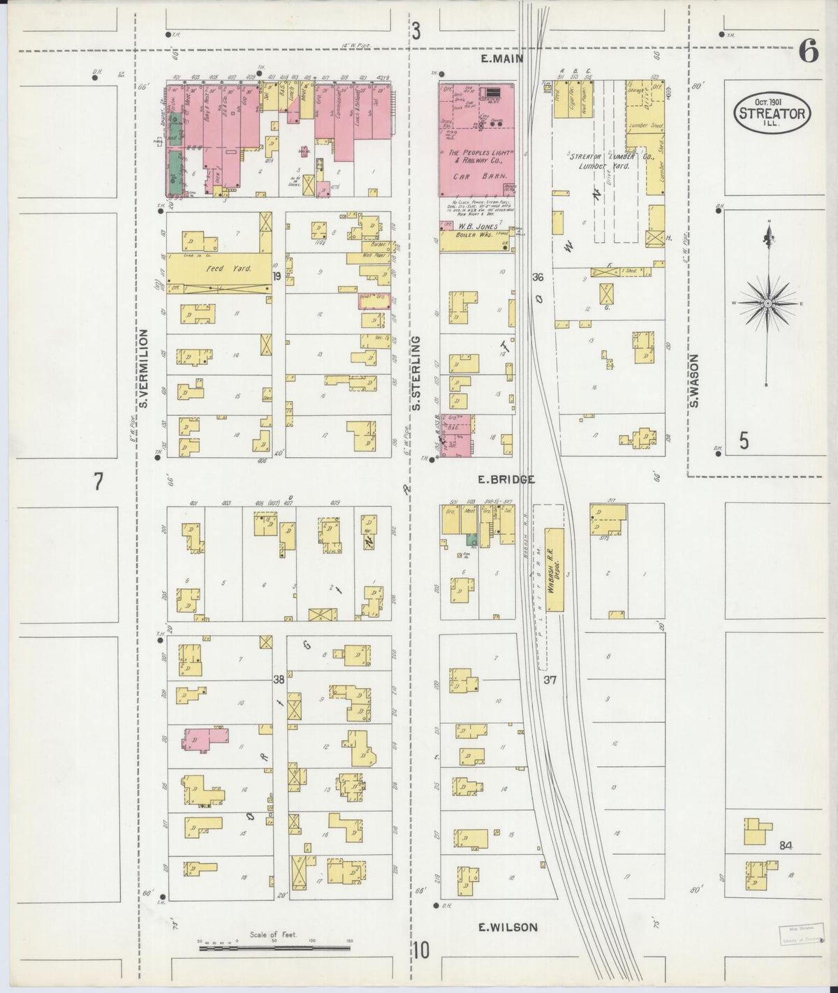 Sanborn Fire Insurance Map from Streator, La Salle County, Illinois (1901), Sheet #0006 - Complete Map Set gallery image, historic Sanborn map, vintage wall art, Illinois Illinois