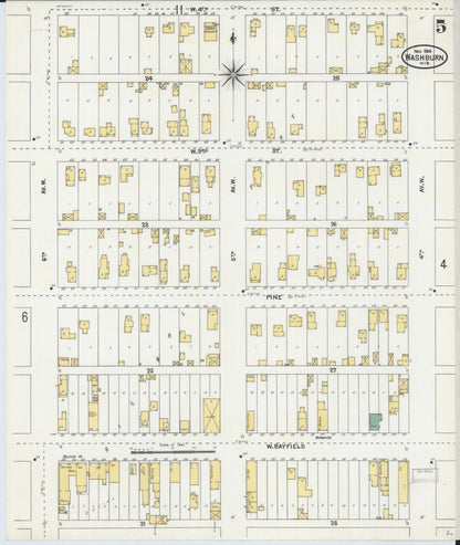 Sanborn Fire Insurance Map from Washburn, Bayfield County, Wisconsin (1904), Sheet #0005 - Historic Sanborn Fire Insurance Map Print, vintage old map wall art, antique decor, genealogy gift, Wisconsin Wisconsin map