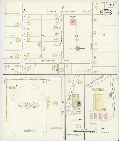 Sanborn Fire Insurance Map from Columbia, Maury County, Tennessee (1914), Sheet #0022 - Complete Map Set gallery image, historic Sanborn map, vintage wall art, Tennessee Tennessee