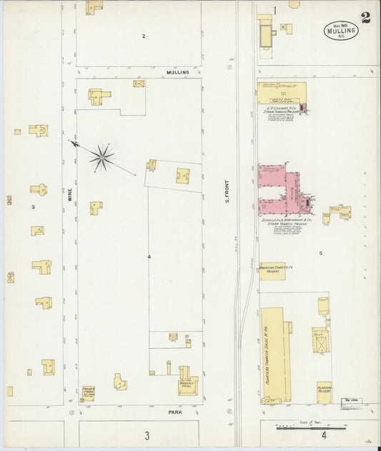 Sanborn Fire Insurance Map from Mullins, Marion County, South Carolina (1903), Sheet #0002 - Historic Sanborn Fire Insurance Map Print, vintage old map wall art, antique decor, genealogy gift, South Carolina South Carolina map