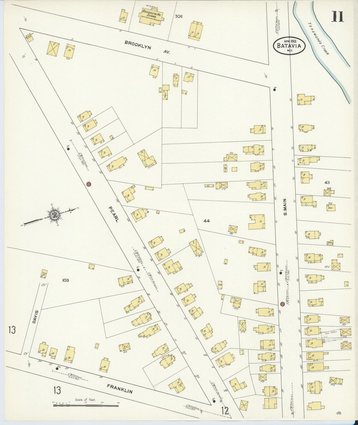 Sanborn Fire Insurance Map from Batavia, Genesee County, New York (1912), Sheet #0011 - Complete Map Set gallery image, historic Sanborn map, vintage wall art, New York New York