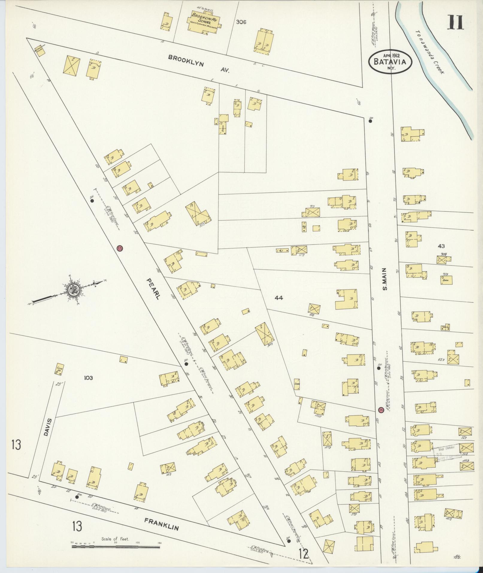 Sanborn Fire Insurance Map from Batavia, Genesee County, New York (1912), Sheet #0011 - Complete Map Set gallery image, historic Sanborn map, vintage wall art, New York New York
